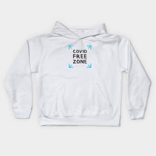 COVID FREE ZONE. Graphic Sayings (by INKYZONE) Kids Hoodie